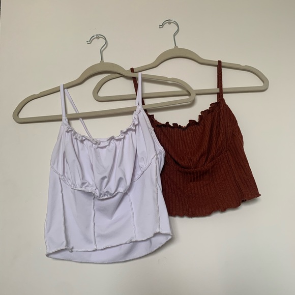 TWO FOR ONE BUNDLE - Two Ruched Lettuce-Edge Cami Tops - Picture 7 of 8